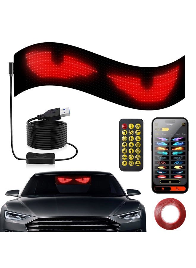 WEBUPAR Devil Eyes Light for Cars, 14.7''x3.6'' Flexible LED Display Panel, Programmable Scrolling LED Sign for Windshield, DIY Dynamic Big Eye Lights with APP/Remote Control, Suitable for Cars and SUVs - Image 1