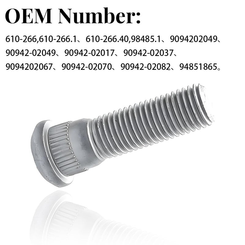 BELOMI 5PCS Car Wheel Studs, M12x1.5 48mm Long Extended Vehicle Wheel Steel Lug Bolts, OEM#610-266 90942-02049 Wheel Lug Stud, Auto Accessories Fit OEM#610-266 90942-02049 GS430 LS400 RX330 - Image 3