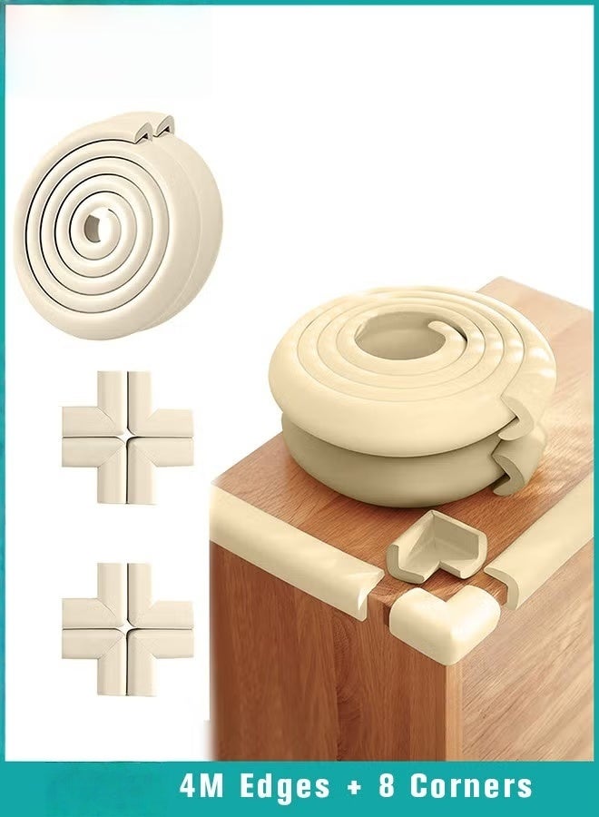 HOOKOR Baby Proofing Edge and Corner Guard Protector Set For Furniture Or Tables, 4m Edges & 8 Foam Corners - Image 1