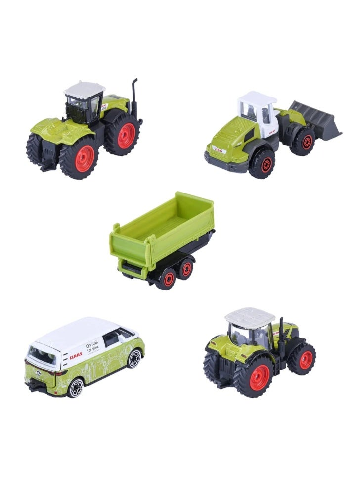 ماجوريت مجموعة سيارات معدنية من ماجوريت CLAAS Farm 5-Pack مع عجلات حرة ونظام تعليق وأجزاء قابلة للفتح - Image 2