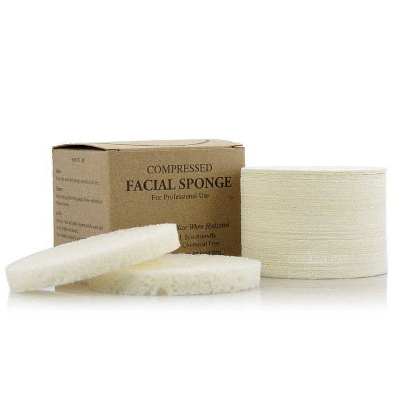 Appearus Facial Sponges - APPEARUS Compressed Natural Cellulose Face Sponge - Made in USA - Spa Sponges for Face Cleansing, Massage, Pore Exfoliating, Mask, Makeup Removal (50 Count) (White) 