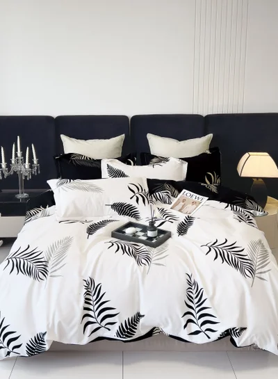 Donetella Printed Duvet Set, Queen Size 200x230 cm - 6-Pcs Bed Set, Microfiber Fabric - 1 Duvet Cover, 1 Fitted Sheet, 2 Pillow Shams, 2 Pillowcases (Filler Not Included)