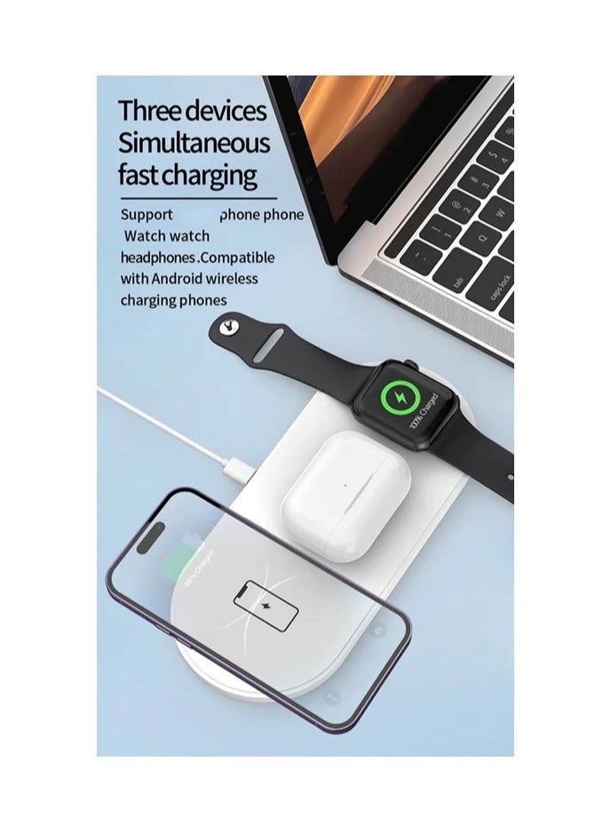 Smart Portable Wireless Made 3 In 1 Phone Smartwatch Headphones Charging Station Fast Charging Station For Iphone15 14 13 12 8 XS Watch 8 7 6 5 White  - Image 4