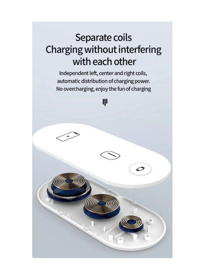 Smart Portable Wireless Made 3 In 1 Phone Smartwatch Headphones Charging Station Fast Charging Station For Iphone15 14 13 12 8 XS Watch 8 7 6 5 White  - Image 5