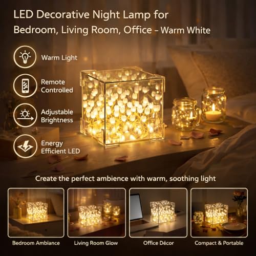 Oblivion Cube Tulip Night Lamp | LED Decorative Night Lamp for Bedroom, Living Room, Office – Multicolor (1 Set) - Image 4