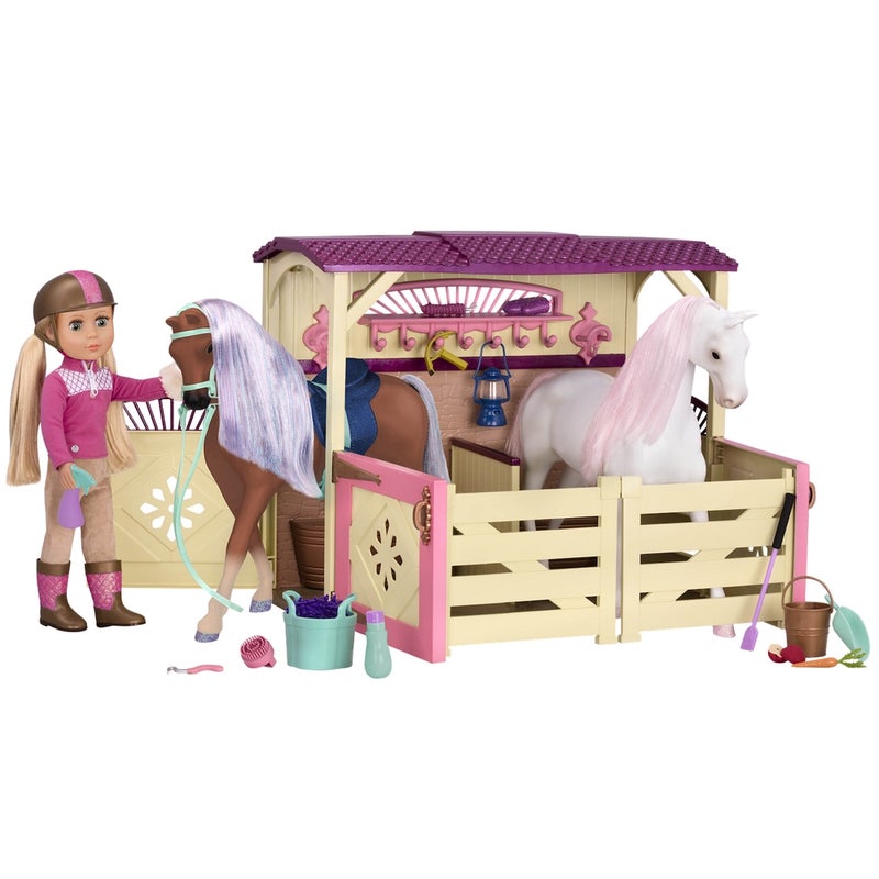 جليتر جيرل اسطبل الأحصنة مع الأكسسوارات لدمي 18 بوصه - GG57000Z - Image 3