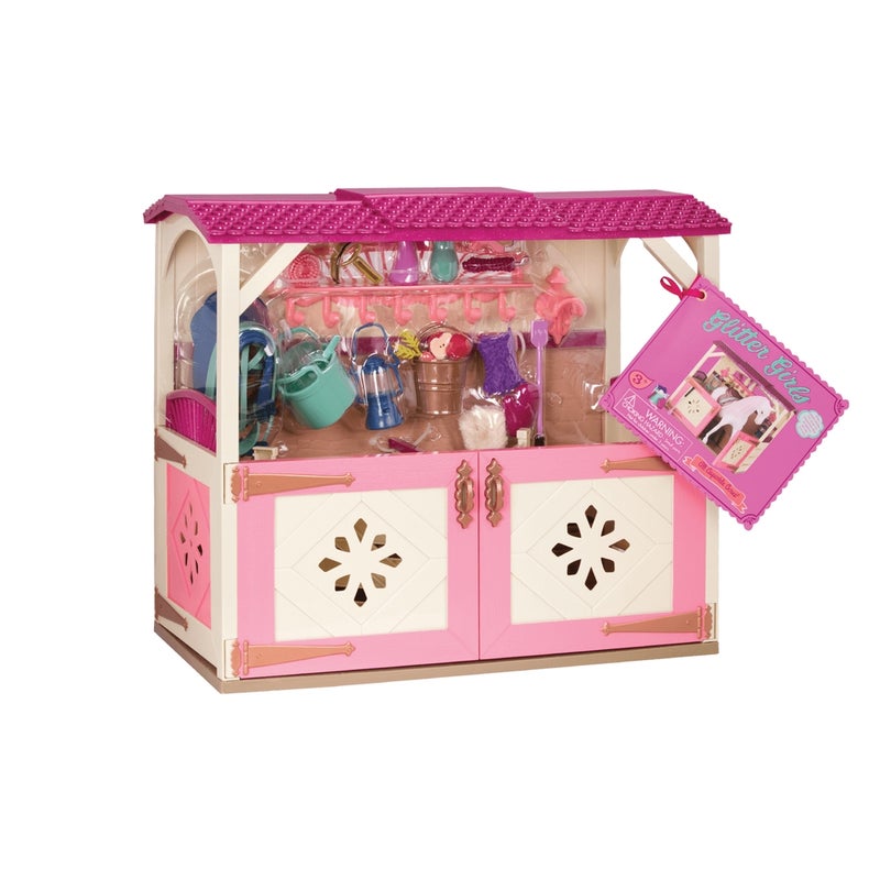 جليتر جيرل اسطبل الأحصنة مع الأكسسوارات لدمي 18 بوصه - GG57000Z - Image 1