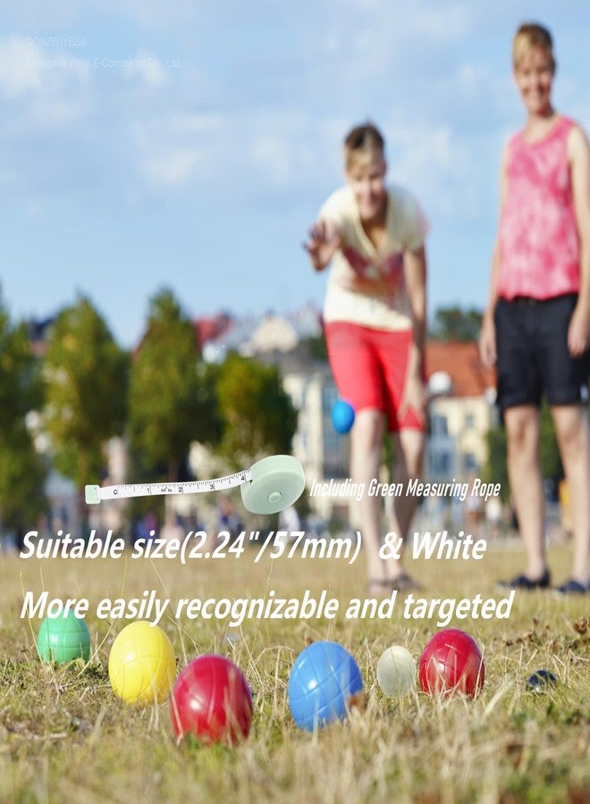 DONZWIYES Pallino Ball Replacement for Bocce Ball Game and Boule Game, Tournament Quality 2.24 In/57 mm White Bocce Pallino Ball Replacement - Including Green Measuring Rope - Image 3