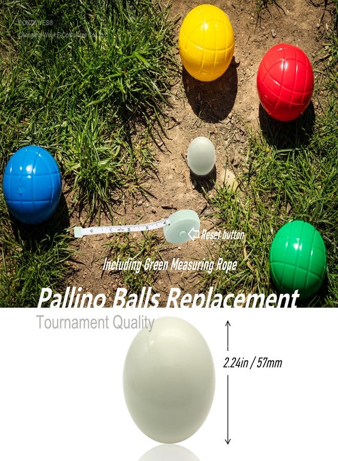 DONZWIYES Pallino Ball Replacement for Bocce Ball Game and Boule Game, Tournament Quality 2.24 In/57 mm White Bocce Pallino Ball Replacement - Including Green Measuring Rope - Image 4