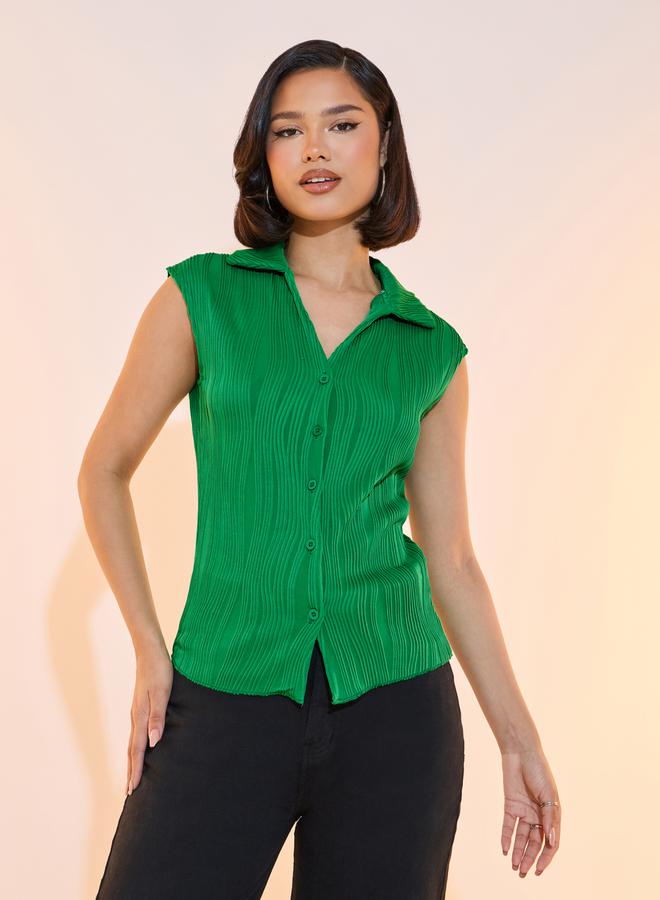 تايك تو قميص بدون أكمام مخطط بنسيج بارز وقصة ضيقة - Image 2