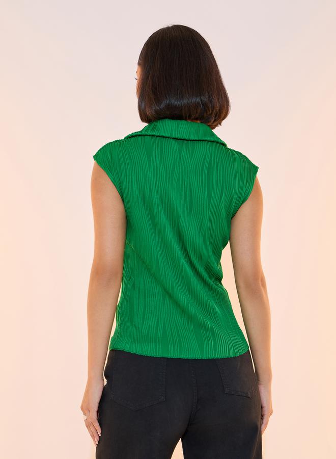 تايك تو قميص بدون أكمام مخطط بنسيج بارز وقصة ضيقة - Image 5