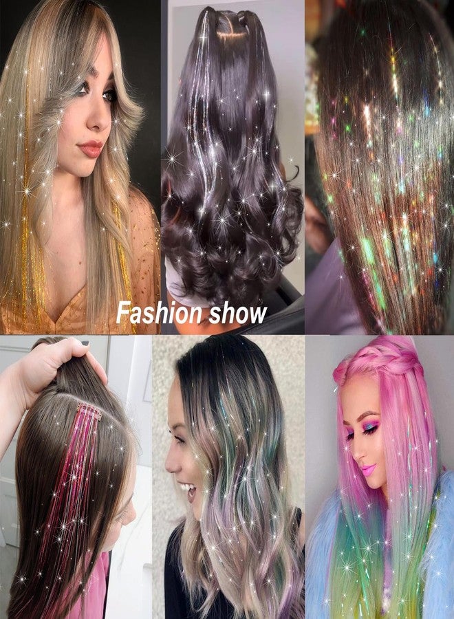 Ainitops Hair Tinsel Pack of 12 Pcs Clip in Hair Tinsel 19.6Inch Glitter Tinsel Hair Extensions Shiny Sparkly Fairy Hair Tinsel Kit Dazzle Hair Accessories for Women Girls Kids (Silver) - Image 4