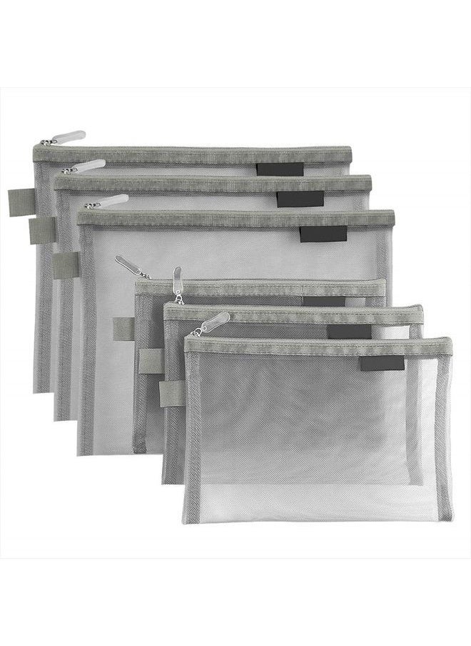 Topfinder - Clear Cosmetic Bags Zip Makeup Mesh Bags Pencil Case Pouch Travel Toiletry Kit Set Storage Case ((6A+5A)*3 Grey) - Image 1