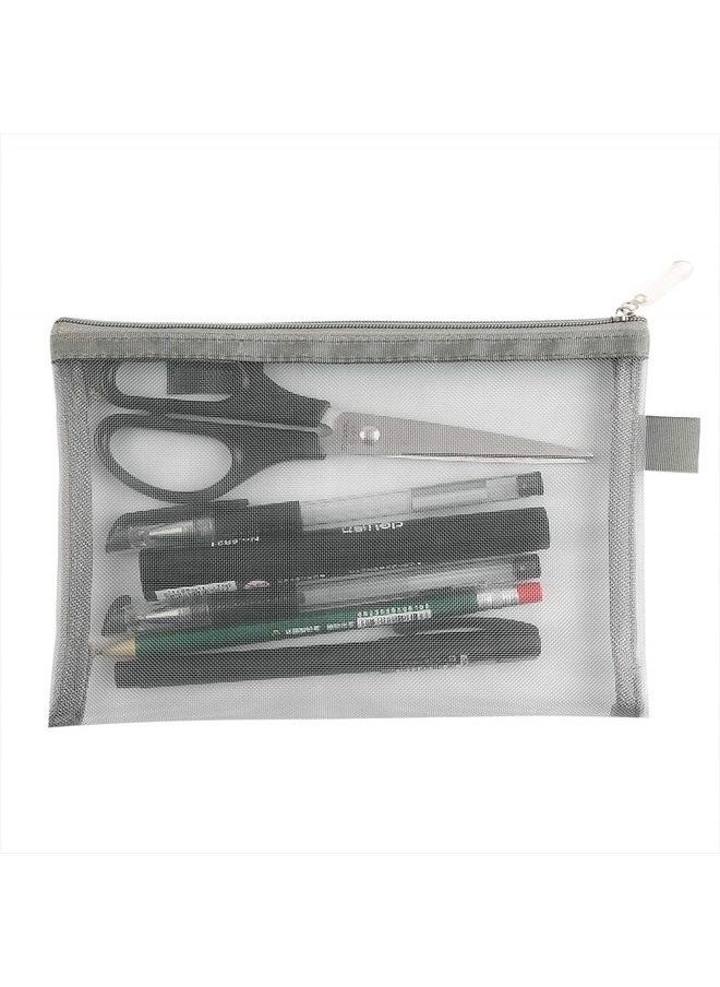 Topfinder - Clear Cosmetic Bags Zip Makeup Mesh Bags Pencil Case Pouch Travel Toiletry Kit Set Storage Case ((6A+5A)*3 Grey) - Image 1