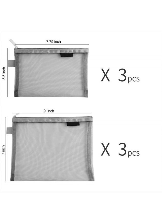Topfinder - Clear Cosmetic Bags Zip Makeup Mesh Bags Pencil Case Pouch Travel Toiletry Kit Set Storage Case ((6A+5A)*3 Grey) - Image 1