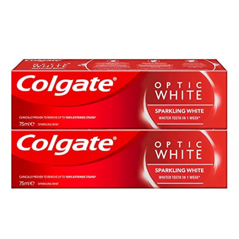 Colgate Optic White Sparkling White Whitening Toothpaste 75 ml Pack of 2 - Image 1