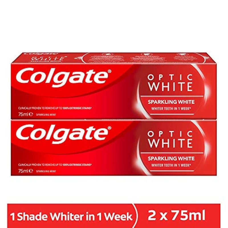 Colgate Optic White Sparkling White Whitening Toothpaste 75 ml Pack of 2 - Image 2