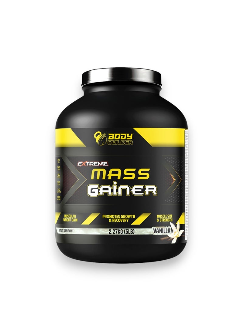 Body Builder Extreme Mass Gainer, Muscular Weight Gain, Vanilla Flavour, 5Lb 