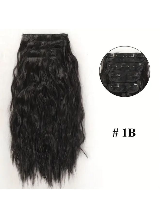 20 Inch 1B Long Synthetic Water Ripple Curly Hair Extensions 4pcs BB Clip Style For Women - Image 1