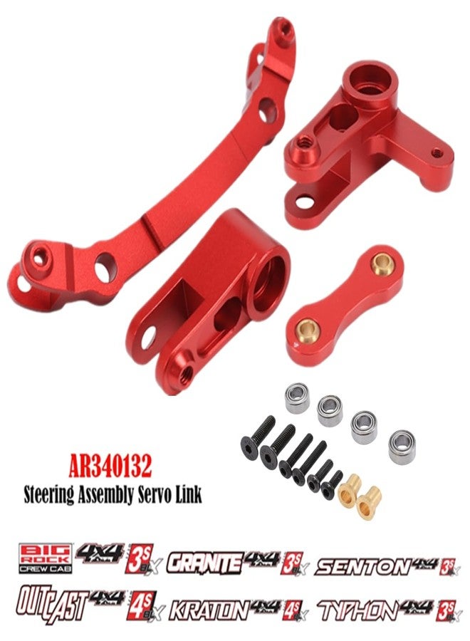 قطع غيار مُحسّنة من الألومنيوم لذراع التوجيه ووصلة التوجيه لسيارات Arrma 1/10 Granite Senton 3S MEGA و Big Rock Kraton Outcast 4S و 1/8 Typhon 3S MEGA، بديل للرقم AR340132 ARAC3020 (أحمر) - Image 2