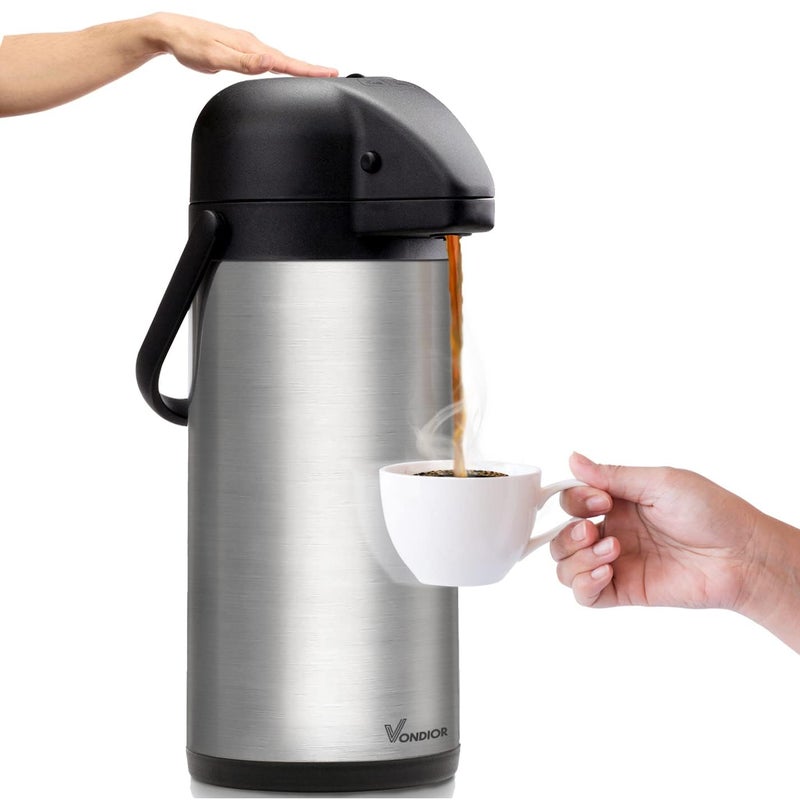 Vondior Thermal Coffee Carafe Jugs 19L Insulated Pump Coffee Pot Stainless Steel Vacuum Jug Teapot for HotCold Water Party Chocolate Drinks
