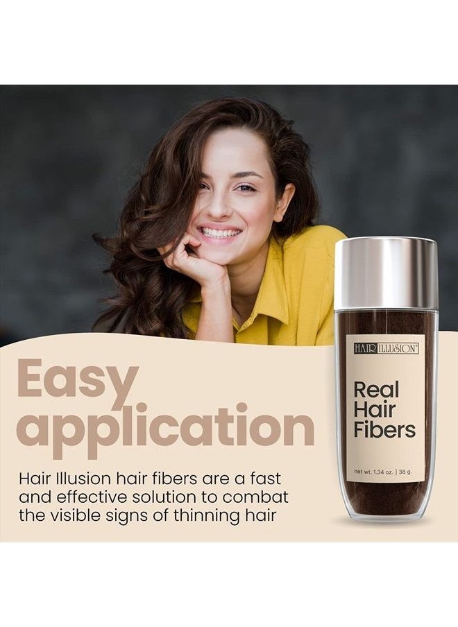 hair illusion - Brown Real Hair Fibers for Thinning Hair - 100% Natural Texture, Non Synthetic Hair Fibers - Bald Spot Cover Up for Women & Men - 38 Gram - Image 1