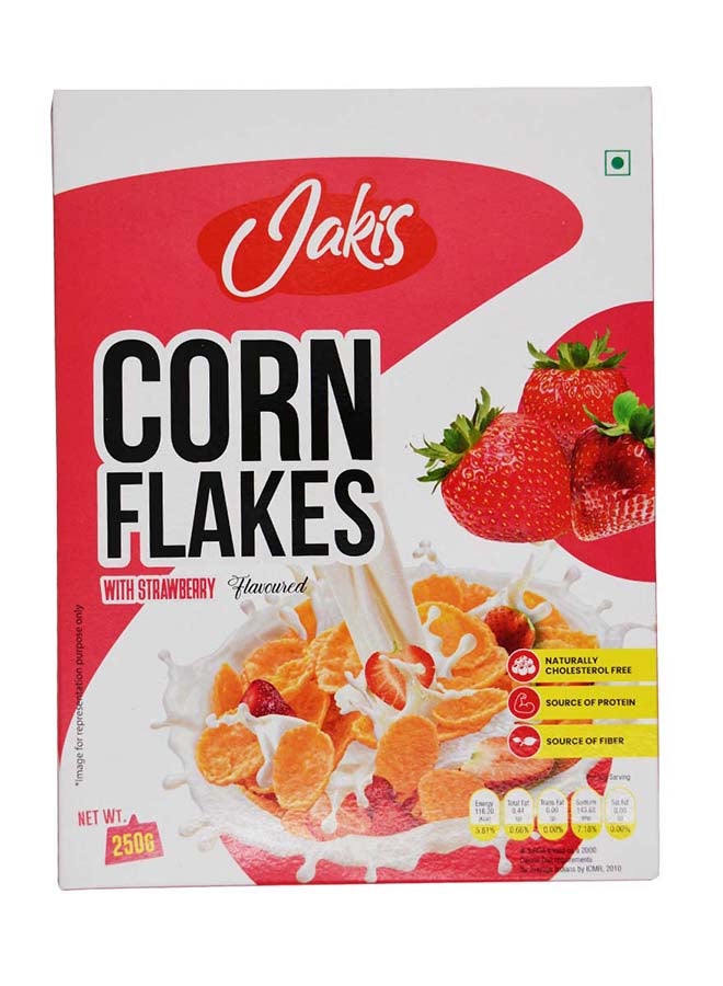Jakis Premium Corn Flakes with Strawberry Flavour | Original - 250g - Image 1
