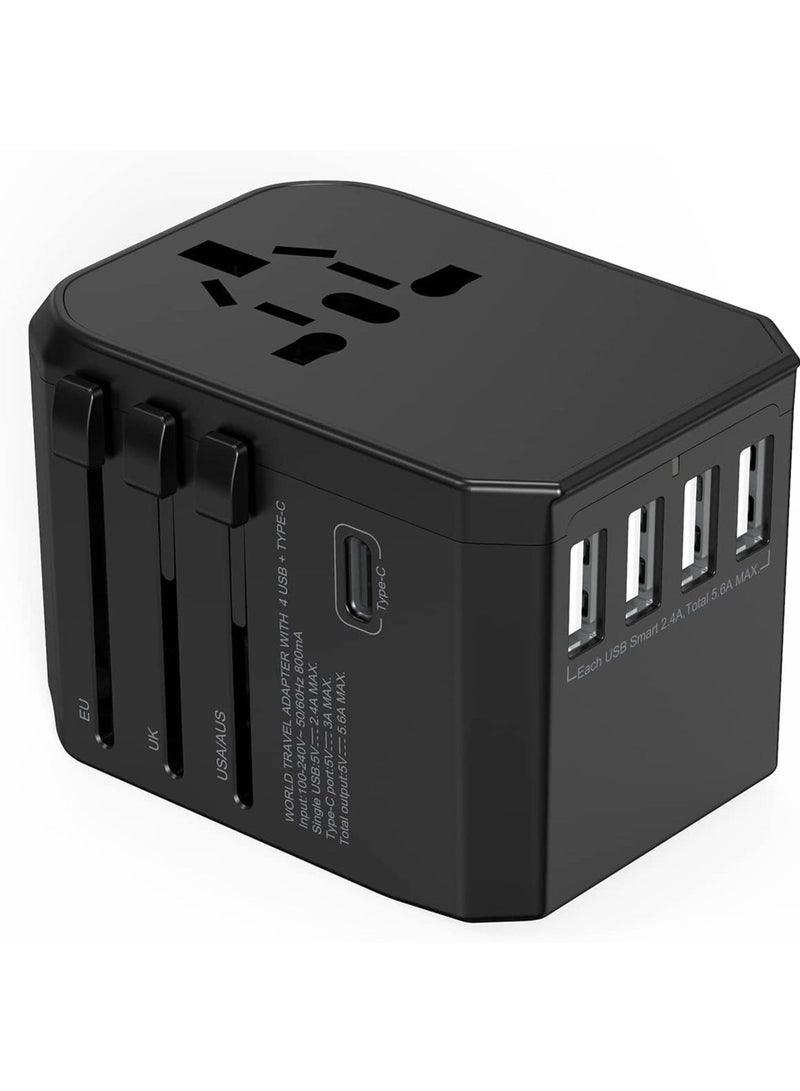 Rock Pow Universal Travel Adapter with 4 Ultra-Fast USB Port and 1 Ultra-Fast USB Type C Port and Power Socket Worldwide Plugs UK EU US AU Auto Switch  - Image 2