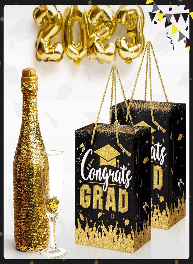 TaoBary 12 Pcs Graduation Gift Bags with Tissue Party Favor Bag Handles Class of 2026 Grad Paper Goodie Bulk for Congrats Supplies(Black Gold - Image 5