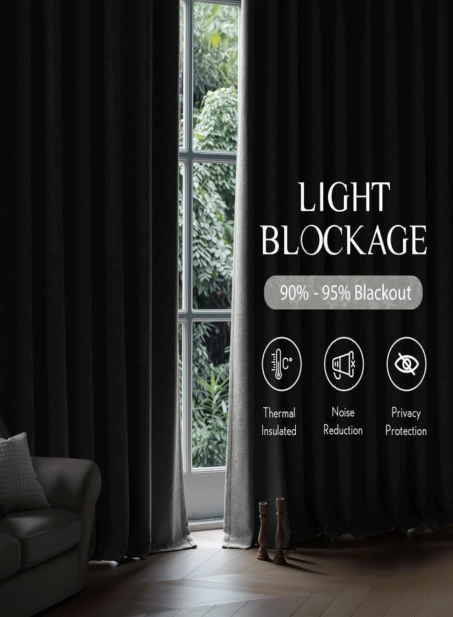 Beauoop Grey Floral Jacquard Blackout Curtains 84 Inches Long 2 Panels for Living Room Bedroom Chenille Flower Room Darkening Thermal Insulated Soundproof Grommet Window Drapes, 52x84 Set of 2 - Image 2