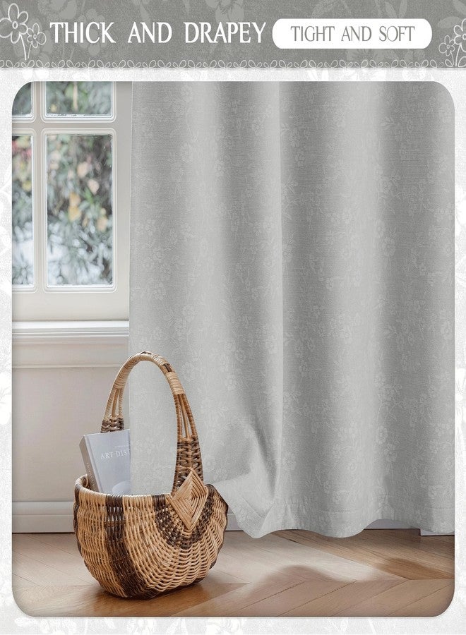 Beauoop Grey Floral Jacquard Blackout Curtains 84 Inches Long 2 Panels for Living Room Bedroom Chenille Flower Room Darkening Thermal Insulated Soundproof Grommet Window Drapes, 52x84 Set of 2 - Image 4