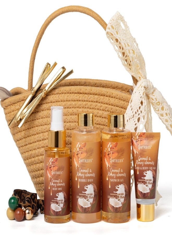 HITREES Spa Gift Set for Women, Happy Birthday Gifts for Mom Her Friend Sister Wife, Self Care Get Well Gifts with Coconut & Honey Almond Bath Set for Teengirls - Image 1