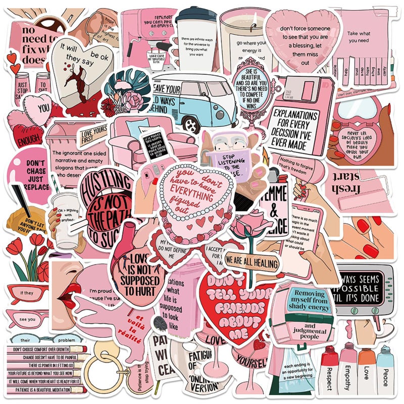 Icicrim Self Love Stickers for Teens Adults Women, Icicrim 50PCS Love Yourself Stickers for Water Bottles Laptop Luggage Phone Vinyl Waterproof Cute Stickers for Girls - Image 1