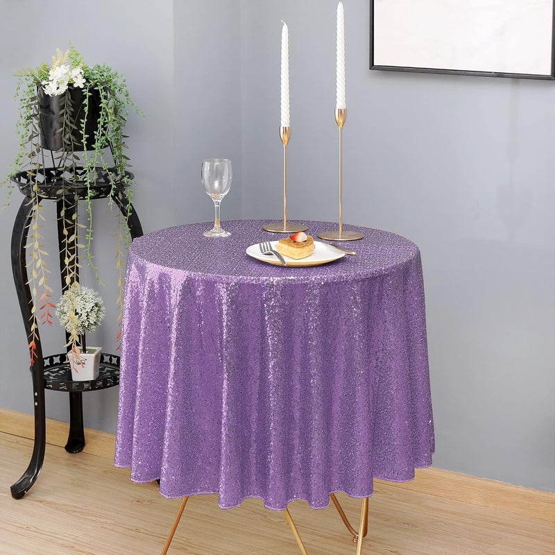 nanbowang Sequin Tablecloth - Light Purple Table Cloths for Parties Rectangular Table Cover Overlay Sequin Fabric Table Linens Birthday/Baby Shower/Tea Party Decor - Image 1