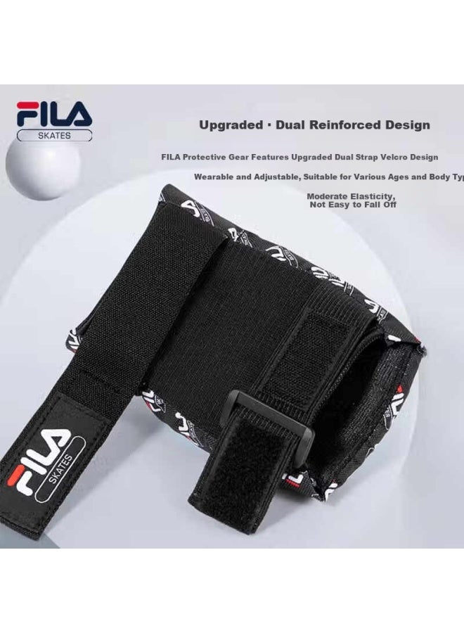Fila Kids Sports Protective Gear Set 6-piece Knee Elbow Palm Guards For Roller Skating Skateboarding Balance Bike White Size L - Image 4