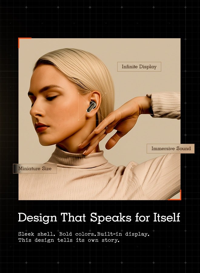 Faster Vizion Wireless Earbuds, Bluetooth 5.4 with ANC, Smart Touch Screen Case, 35H Playtime, Hi-Fi Stereo Sound, Built-in Equalizer, Type-C Fast Charge, IPX4 Waterproof, Find My Earbuds, 500mAh Charging Case, Metallic Black - Image 4