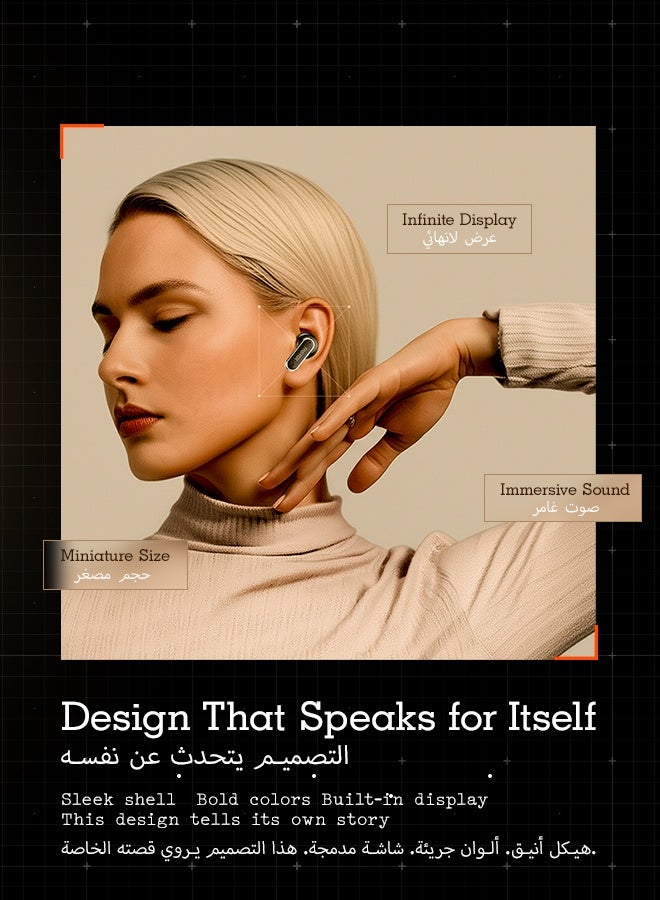 Faster Vizion Wireless Earbuds, Bluetooth 5.4 with ANC, Smart Touch Screen Case, 35H Playtime, Hi-Fi Stereo Sound, Built-in Equalizer, Type-C Fast Charge, IPX4 Waterproof, Find My Earbuds, 500mAh Charging Case, Metallic Black - Image 4