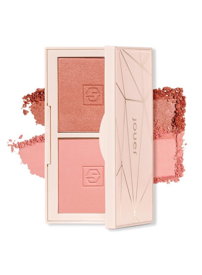 Jouer Blush Bouquet Duo Deluxe Mini 2 Shade Blush Palette High Pigment Powder Natural Flush Beauty Cosmetics Vitamin E Talc-Free Paraben, Gluten & Cruelty Free - Image 1