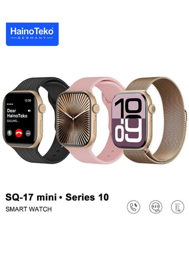 هينو تيكو ساعة ذكية SQ-17 Mini Series 10 مزودة بشاشة AMOLED و3 أزواج من الأشرطة وشاحن لاسلكي متعدد الألوان - Image 1