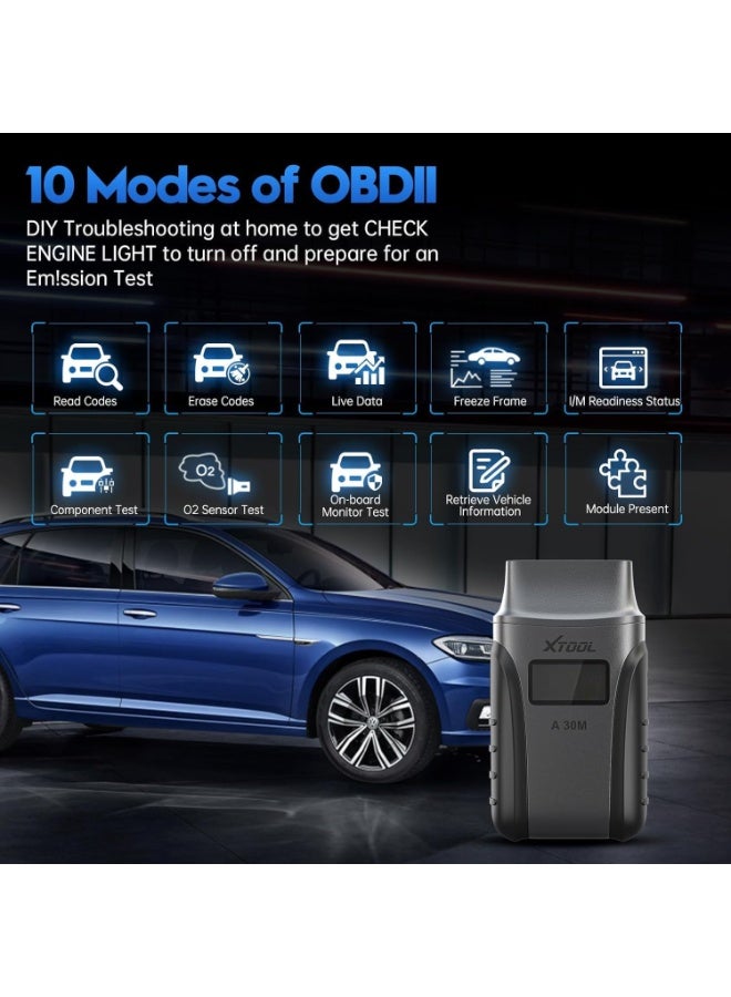 أداة اكس  XTOOL A30M OBD2 Scanner Bluetooth, Car Diagnostic Tool with 26+ Reset, Bi-Directional with All System Diagnostic Scanner, DPF Regeneration Tool for Android & iOS, Lifetime Free Update, CAN FD - Image 5