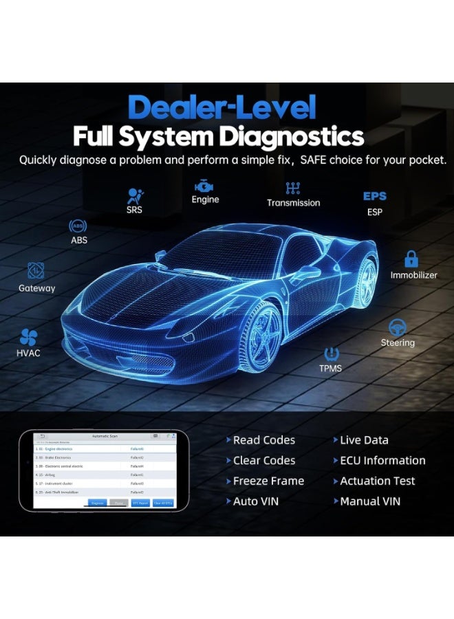 أداة اكس  XTOOL A30M OBD2 Scanner Bluetooth, Car Diagnostic Tool with 26+ Reset, Bi-Directional with All System Diagnostic Scanner, DPF Regeneration Tool for Android & iOS, Lifetime Free Update, CAN FD - Image 2