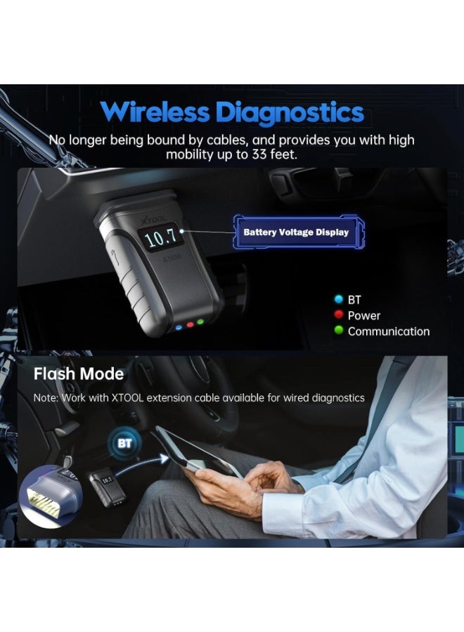 أداة اكس  XTOOL A30M OBD2 Scanner Bluetooth, Car Diagnostic Tool with 26+ Reset, Bi-Directional with All System Diagnostic Scanner, DPF Regeneration Tool for Android & iOS, Lifetime Free Update, CAN FD - Image 3