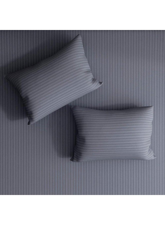 Wakefit شراشف سرير قطنية من ويكفيت | شراشف مطاطية 215 TC، شراشف سرير ملكي مع 2 غطاء وسادة | جرانيت أزرق - 78x60 بوصة - Image 2