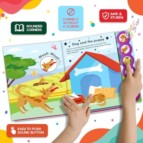 BRIJBASI Pet Animals Sound Book | Interactive Storybook with Realistic Animal Sounds | Fun Learning Board Book for Toddlers and Kids - Image 2