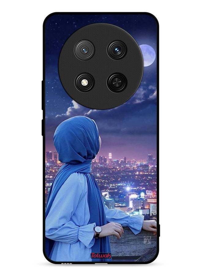 Tolwak غطاء حماية لهاتف Honor X9c 5G - فتاة محجبة تنظر إلى القمر - Image 1