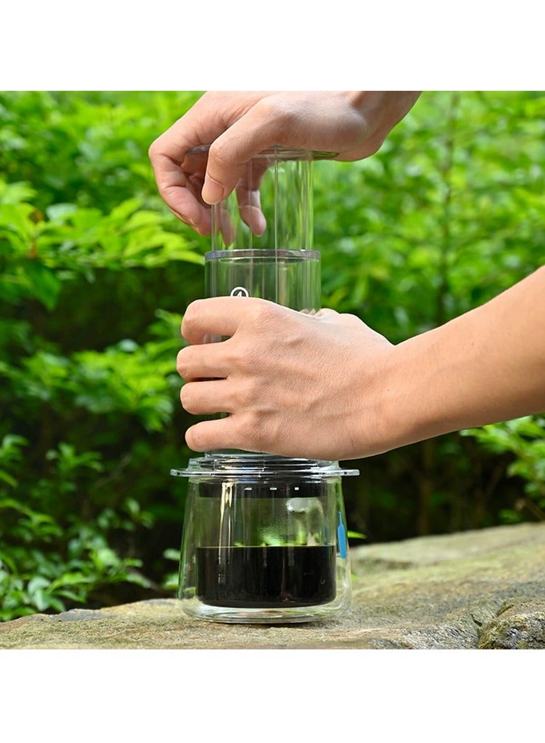 كي واي دي 3 في 1 مطبعة فرنسية وصانعة قهوة إسبرسو -مطبعة مخيمات متنقلة ومقهى للسفر، طبق خالي من الحطب كامل الجسم مع مذاق أملس، تصميم صغير للمنزل، المكتب، في الهواء الطلق - Image 4