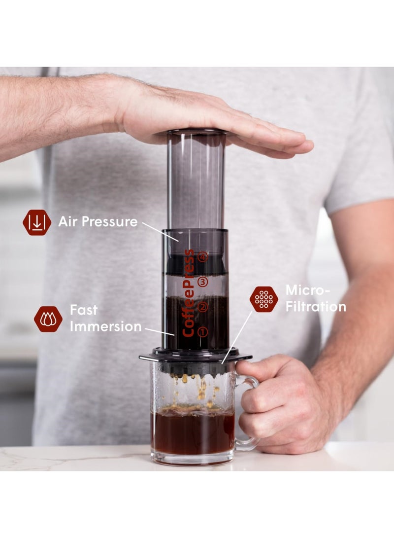 كي واي دي 3 في 1 مطبعة فرنسية وصانعة قهوة إسبرسو -مطبعة مخيمات متنقلة ومقهى للسفر، طبق خالي من الحطب كامل الجسم مع مذاق أملس، تصميم صغير للمنزل، المكتب، في الهواء الطلق - Image 2