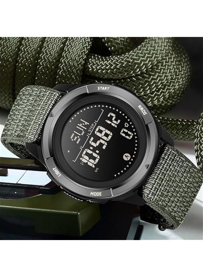 Compass Tactical Watches for Men Women with Metronome Step Counter Countdown Dual Time Alarm Stopwatch Rubber Strap Lightweight Digital Waterproof Watch Orange - Image 2