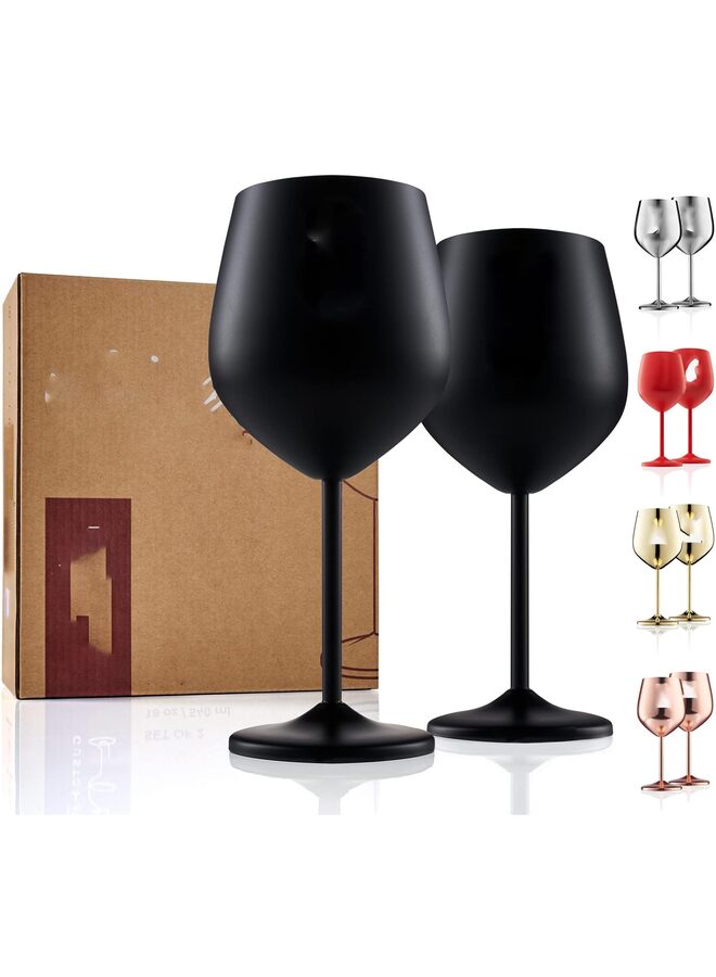 Stainless Steel Wine Glass - 18 oz - Unbreakable Wine Glasses for Travel, Camping and Pool - Fancy, Unique and Cool Portable Metal Wine Glass for Outdoor Events (Color : Black) - Image 1