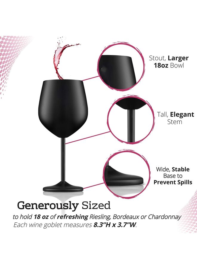 Stainless Steel Wine Glass - 18 oz - Unbreakable Wine Glasses for Travel, Camping and Pool - Fancy, Unique and Cool Portable Metal Wine Glass for Outdoor Events (Color : Black) - Image 3